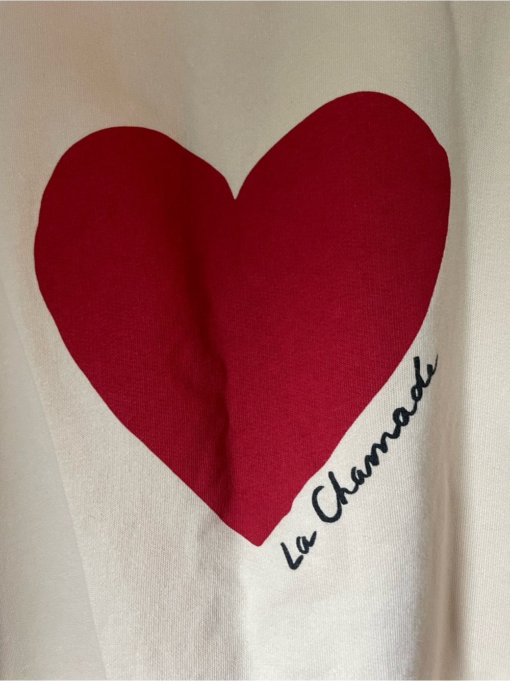 Sézane La Chamade Sweatshirt Cream Red Heart Size M EUC Organic Cotton - Picture 4 of 5